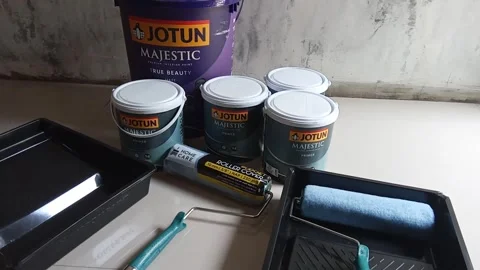 Central Java, Indonesia, September 29, 2025: wall paint, paint roller, wall pain Stock Footage 318909795
