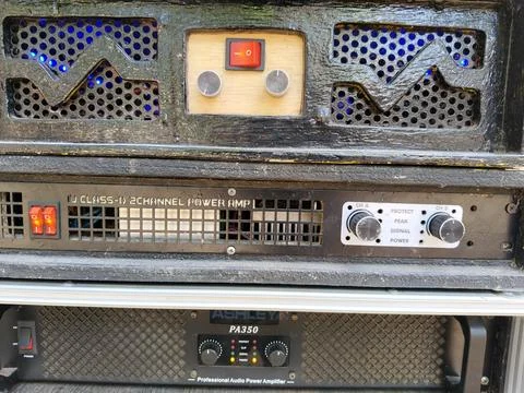 Central Java Indonesia September 5 2026: A stack of worn public address system  Stock Photos