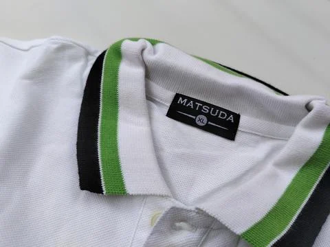 Central Java Indonesia15 July 2026: white polo shirt with a classic collar isola Stock-Fotos