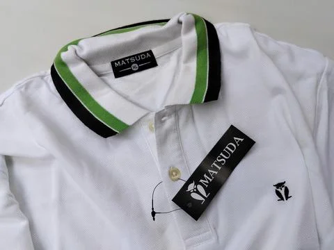 Central Java Indonesia15 July 2026: white polo shirt with a classic collar  Stock-Fotos
