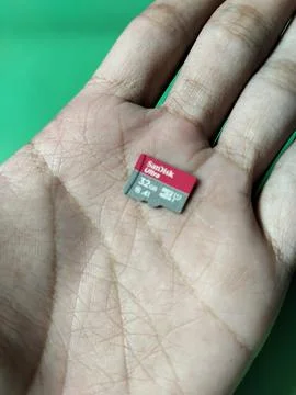 Central Java January 30, 2026: holding Micro sd Sandisk, technology theme. Stock-Fotos