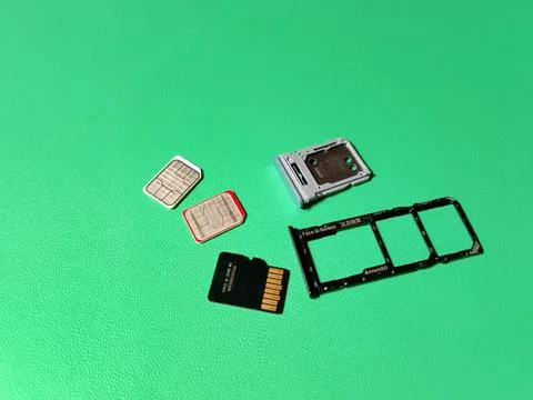 Central Java January 30, 2026: sim card slot, memory card, smartphone. Stock Photos