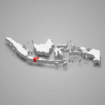 Central Java province location Indonesia 3d map Stock Illustration