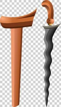 Central Javanese Kris Dagger Vector with Classic Luk Blade and Gayaman Sheath Stock Illustration