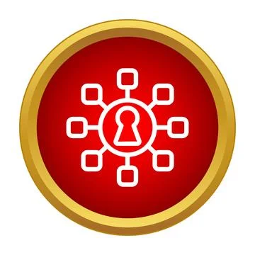 Central keyhole connecting various data nodes network Stock Illustration