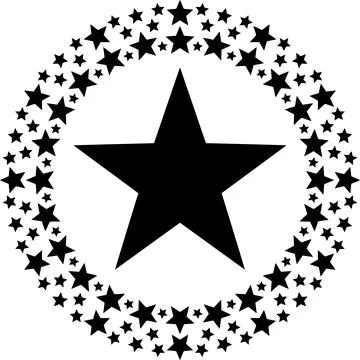 Central Large Star Surrounded by a Circular Ring of Small Decorative Stars .. Stock Illustration