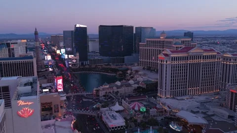Central Las Vegas Strip at twilight Stock Footage 346852579