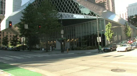 Central Library building in Seattle Washington Stock Footage 276299