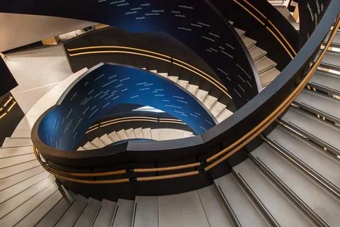 The Central Library of Helsinki. Interior view main staircase Stock Photos