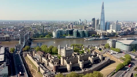 Central London area on the river thames Stock Footage 200526845