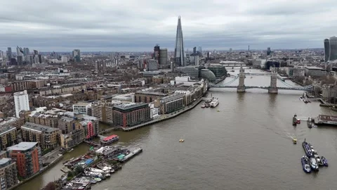 Central London Tower bridge and river Thames drone,aerial Stock Footage 269119631