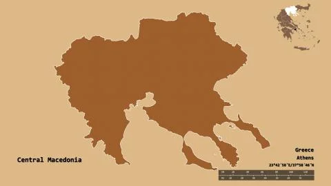 Central Macedonia, decentralized administration of Greece, zoomed. Pattern Illustrazione stock