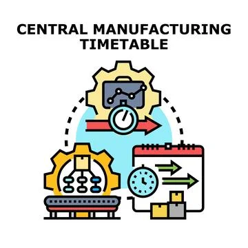 Central manufacturing timetable planning and optimization concept Stock-Illustration