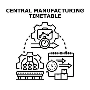 Central manufacturing timetable planning and optimization concept Stock-Illustration