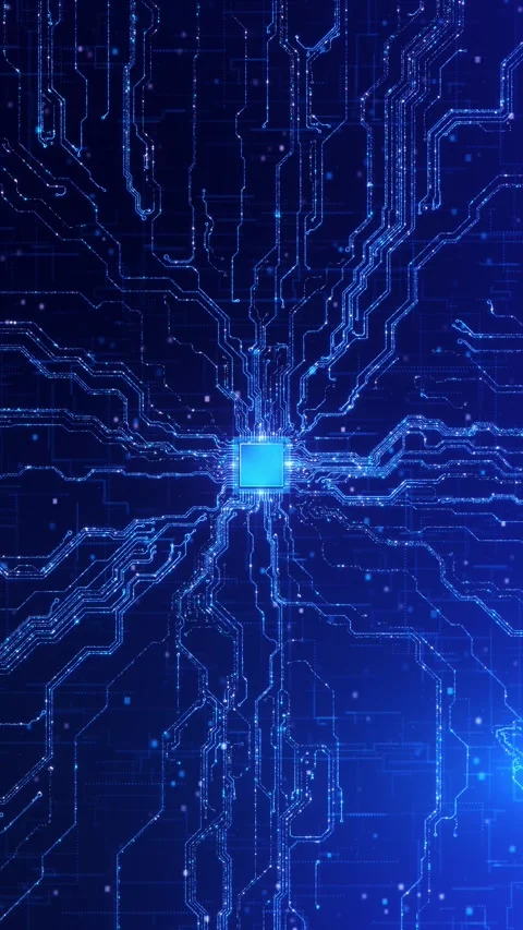 Central microchip intricate circuit pathways computing power, electronic high pe 動画素材 341906401