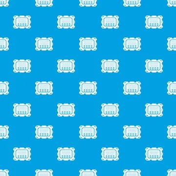 Central microchip pattern vector seamless blue Stock Illustration