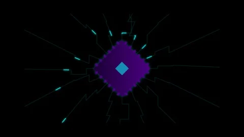 Central Microchip Processor with Cascading Electric Cyan Circuit Pathways a.. Stock Footage 346611227