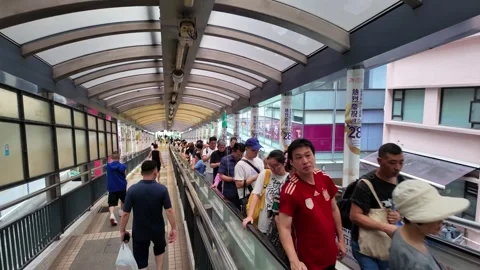 Central to Mid-Levels Escalator and Walkway System , Central , Hong Kong Stock Footage 313391401