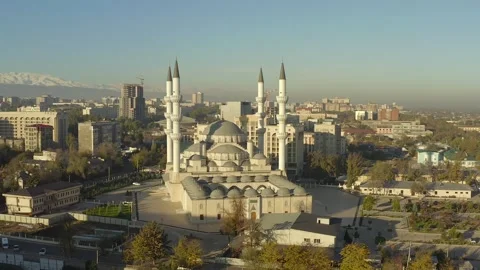 The Central Mosque is the largest mosque in Central Asia and Kyrgyzstan Stock-Footage 259968806