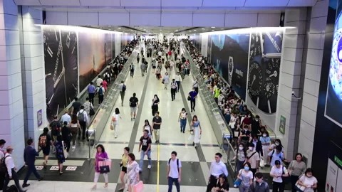 Central MTR station interior, Hong Kong, China. Stock Footage 252334742