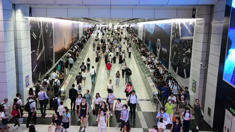 Central MTR station interior, Hong Kong, China. Stock Footage 252334831