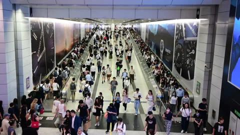 Central MTR station interior, Hong Kong, China. Stock Footage 252335039