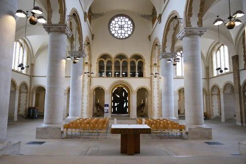Central Nave Circular Rose Window on Portsmouth Cathedral Stock Photos