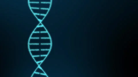 Central Neon Cyan DNA Structure on Dark Blue Stock Footage 318571872
