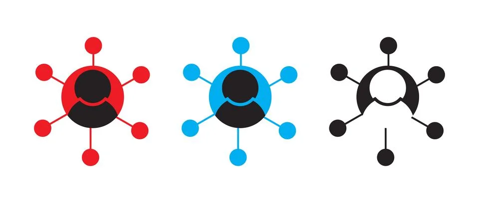 Central Network Of Connected User Icons Representing Social Network, Team C.. Stock Illustration