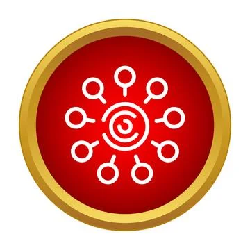 Central network connecting multiple distributed points icon Stockillustratie