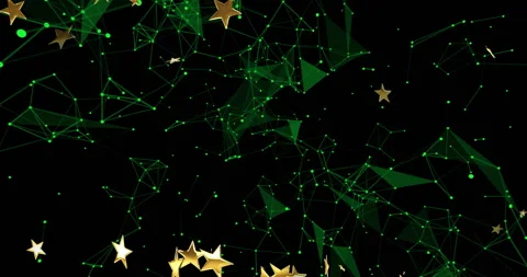 Central network of green nodes being animated across black void, showcasing Video stock 309092787
