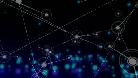 Central node appearing, network expanding, nodes pulsing and points moving to 스톡 동영상 329594424