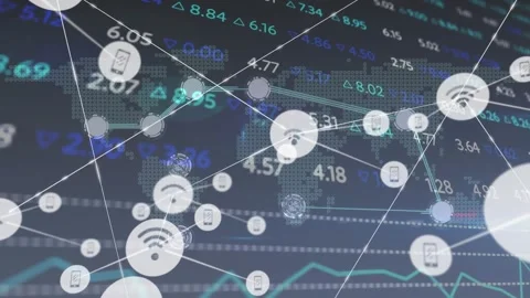 Central node appearing sparking nodes and icons linking and pulsing showing 스톡 동영상 326974250