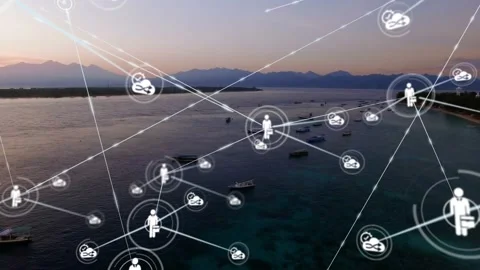 Central node appearing, spawning person and briefcase icons, forming network Video stock 330143964