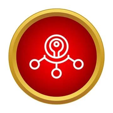 Central node connecting multiple circles in network diagram Stock Illustration