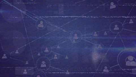 Central node emitting pulse, tech network expanding, drawing user icons and 스톡 동영상 330508756