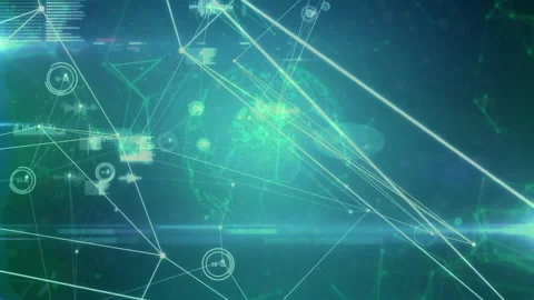 Central node glowing initiating connecting lines expanding outward, forming Stock-Footage 312417230
