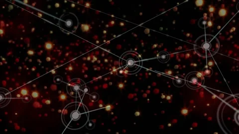 Central node pulsing and sending signals, spawning nodes via thin lines and Stock Footage 332288792