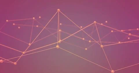 Central node pulsing, causing spheres and glowing lines to form triangles, Illustrazione stock