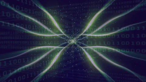 Central node pulsing, initiating neon green tendrils radiating, contracting, Stock-Footage 312408285