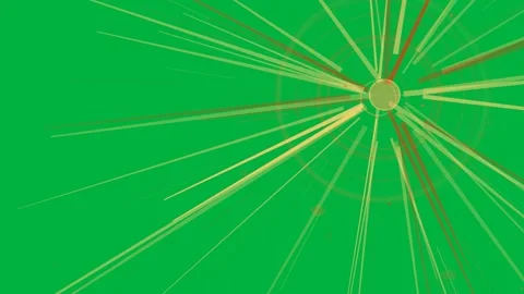 Central node pulsing orange hub sending radial beams, particles on transparent 스톡 동영상 334118745