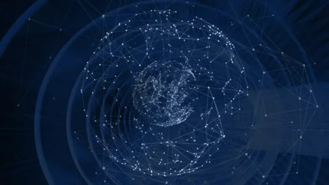 Central node sphere lighting up on data pulse, forming links while spinning 스톡 동영상 328366134