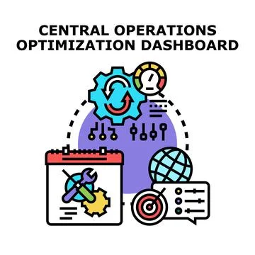 Central operations optimization dashboard concept illustration Stock Illustration