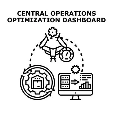 Central operations optimization dashboard managing business processes Ilustração Stock