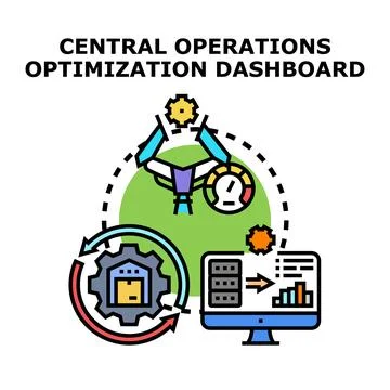 Central operations optimization dashboard managing business processes Ilustração Stock