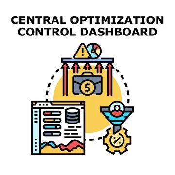 Central optimization control dashboard for business analysis Stock Illustration