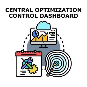 Central optimization control dashboard managing data analytics Illustration