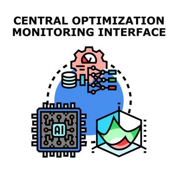 Central optimization monitoring interface with artificial intelligence イラスト素材