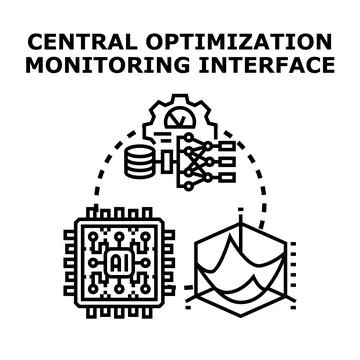 Central optimization monitoring interface with artificial intelligence Stock Illustration
