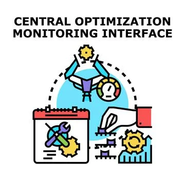 Central optimization monitoring interface concept illustration イラスト素材